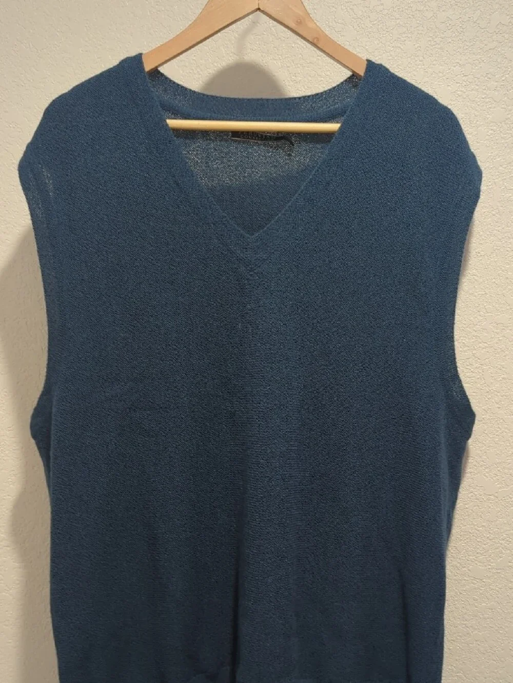 Peruvian Connection 100% Alpaca V-Neck Sweater Vest in Teal Blue